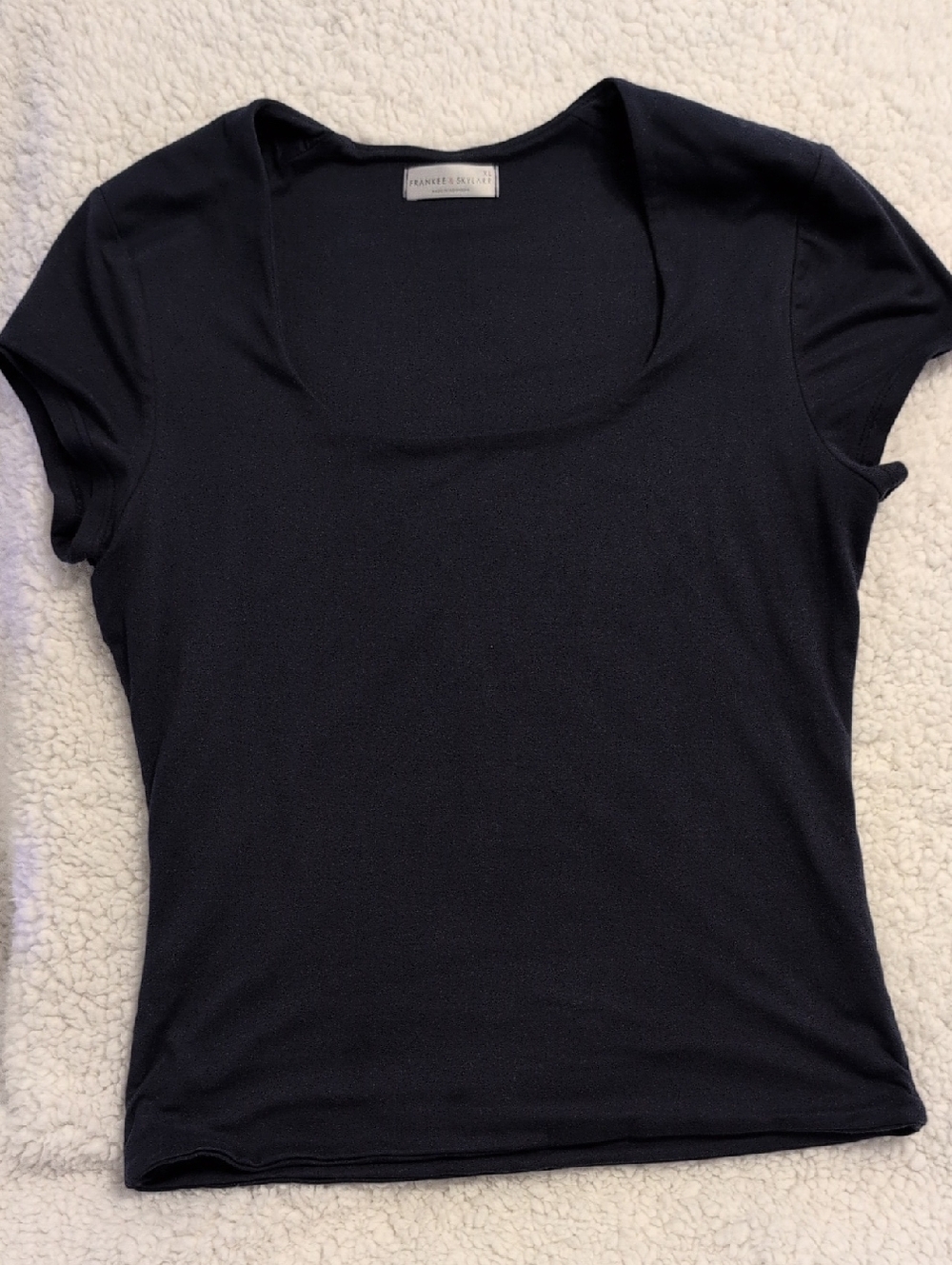 Navy Square Neck Short Sleeve Tee
